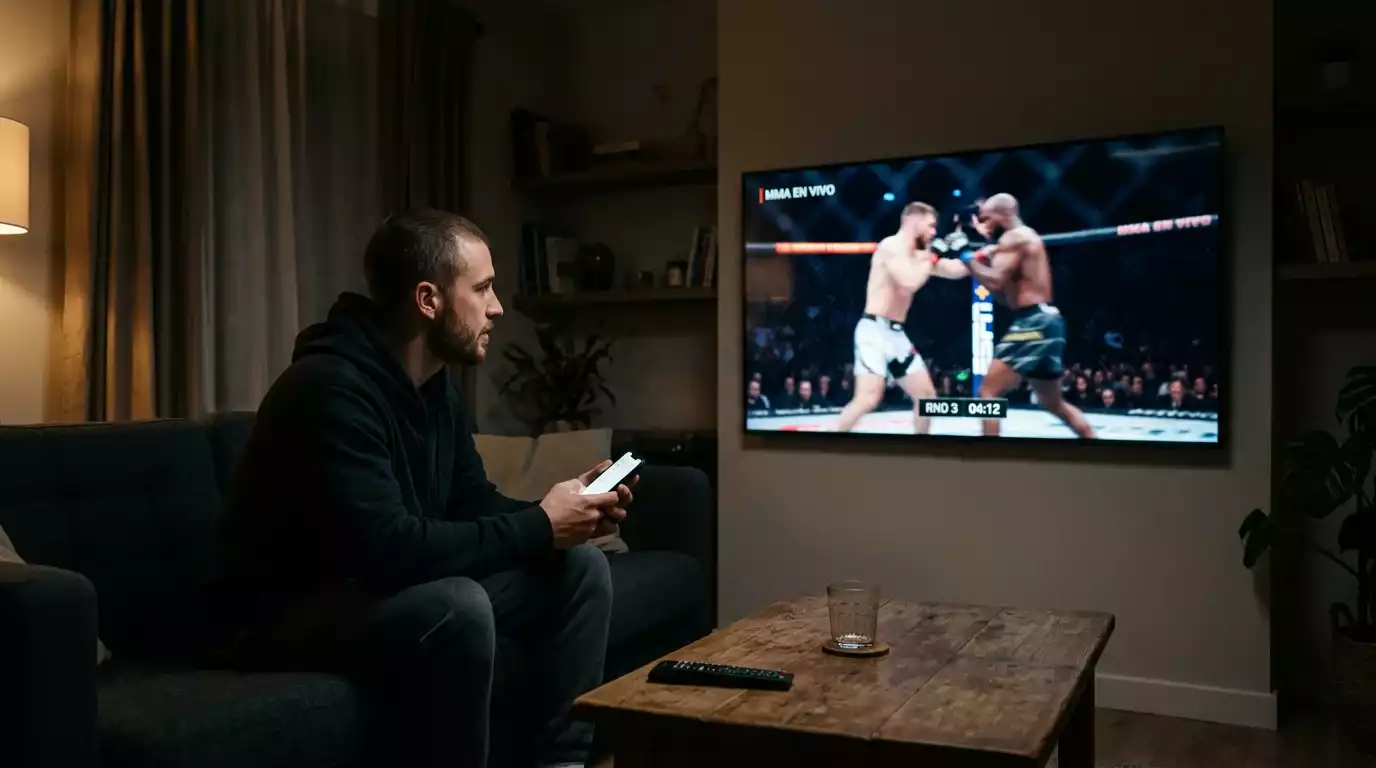 Apuestas en vivo durante un combate de UFC en el octágono